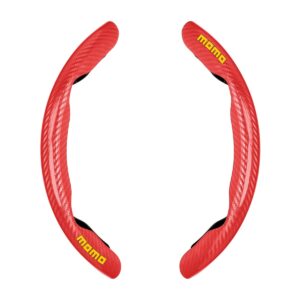 CUBRE VOLANTE MOMO GRIPS APLIQUE TIPO FIBRA DE CARBONO ROJO (2 PIEZAS)