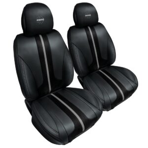 FUNDA CUBRE ASIENTOS MOMOX2 NEGRO/GRIS CON ESPALDA ANTIDESLIZANTE (SET DE DOS BUTACAS P/AUTO/SUV/PICK UP/ETC)