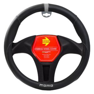 CUBRE VOLANTE MOMO NEGRO DETALLE GRIS Ø38 CM