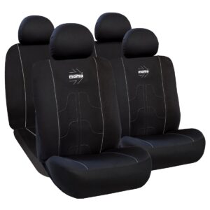 FUNDA CUBRE ASIENTOS MOMO NEGRO/GRIS (SET COMPLETO P/AUTO/SUV/PICK UP/ETC)