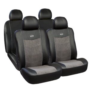 FUNDA CUBRE ASIENTOS MOMO PRO EN PVC NEGRO CON GAMUZA GRIS (SET COMPLETO P/AUTO/SUV/PICK UP/ETC)