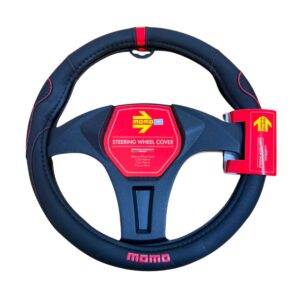 CUBRE VOLANTE MOMO NEGRO/ROJO CON GRIP LATERAL Ø38CM