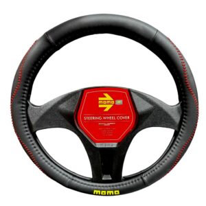 CUBRE VOLANTE MOMO NEGRO COSTURA ROJA Ø38CM