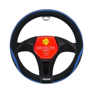 CUBRE VOLANTE MOMO NEGRO/AZUL Ø38CM