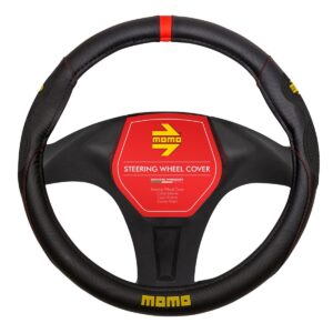 CUBRE VOLANTE MOMO NEGRO/ROJO GRIP LATERAL Ø38CM