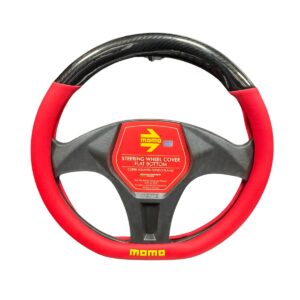 CUBRE VOLANTE MOMO FORMA D NEGRO/ROJO Ø38CM
